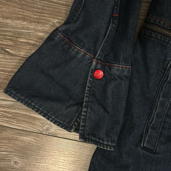 VINTAGE MARVEL COMICS LEE PAINTED LONG ZIP TO SHORT JEAN JACKET LEE BUTTONS MED - Picture 7 of 12